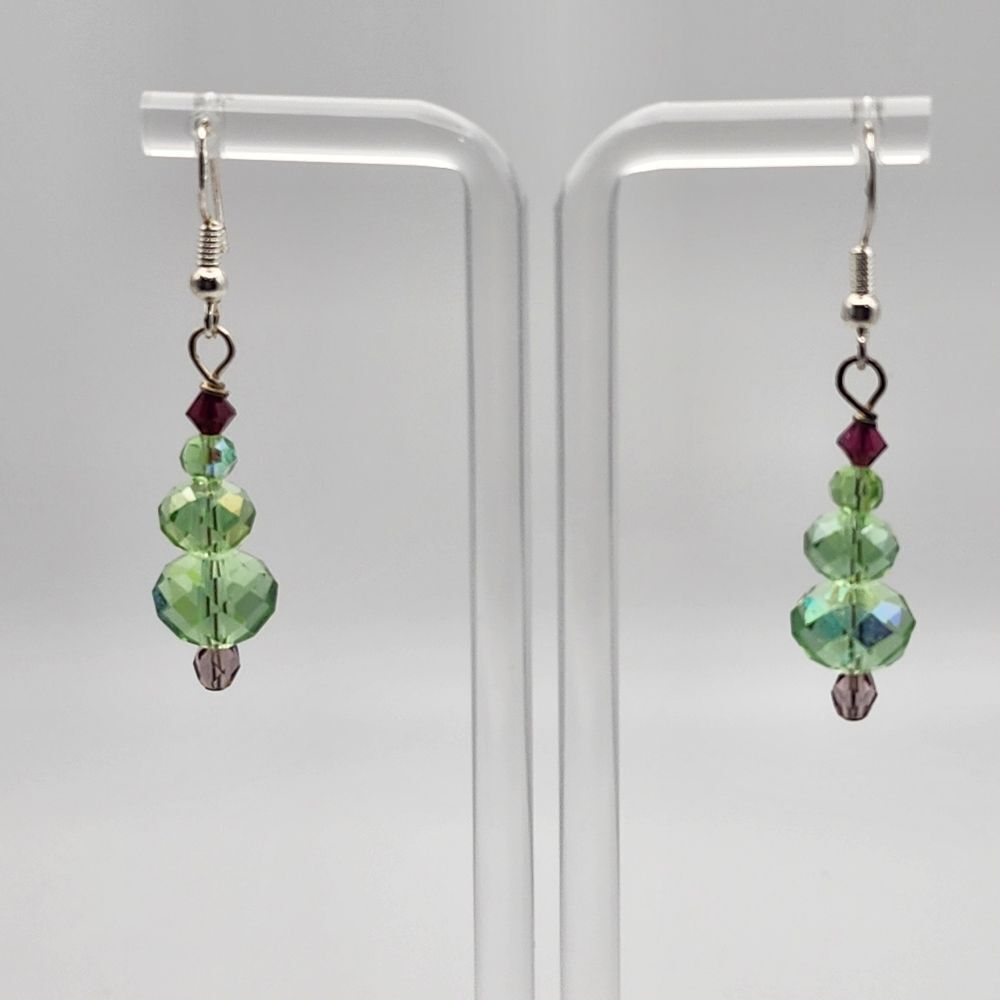 Sterling Silver Crystal Christmas Tree Hook Earrings